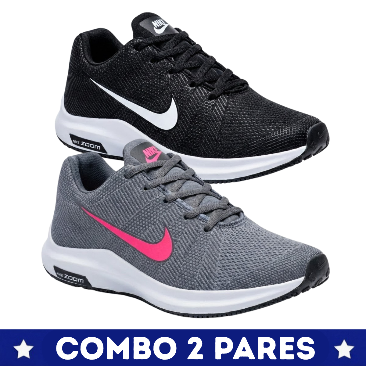 2 Pares Nike Zoom Running Preto e Cinza