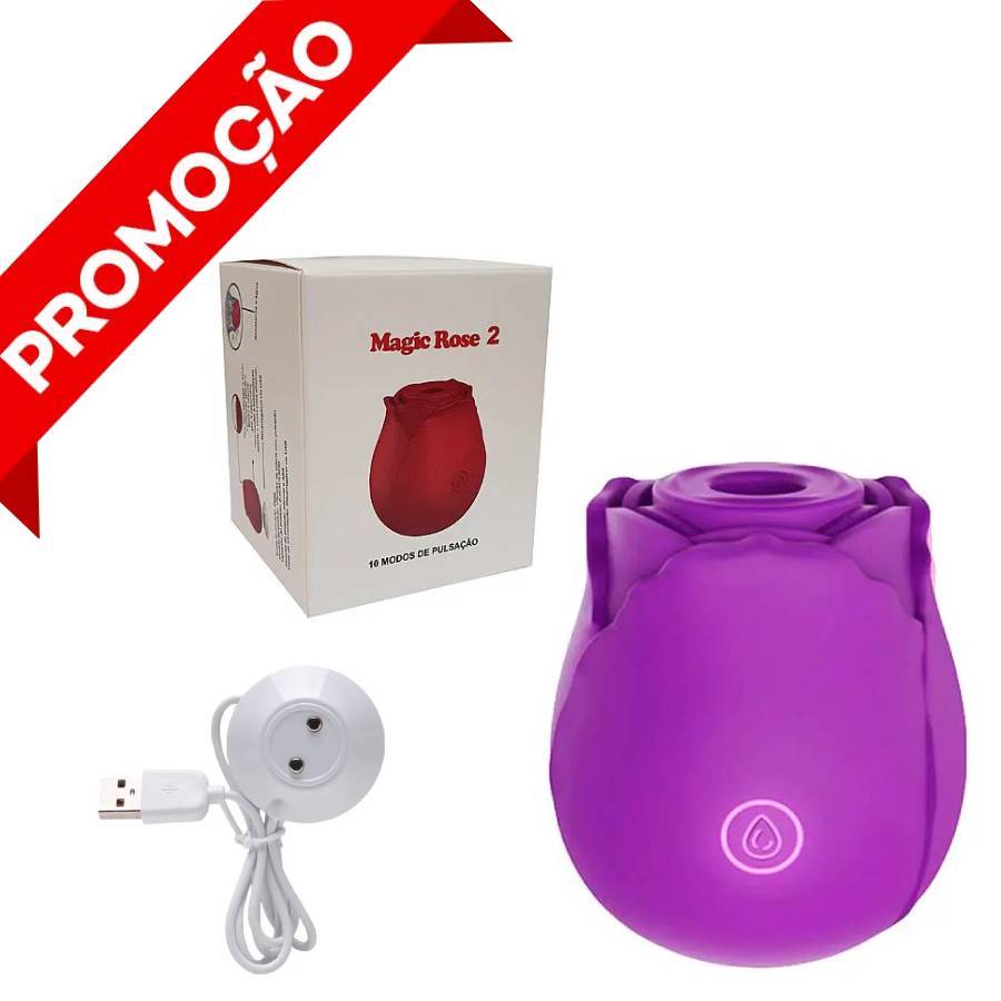 Rosa Estimuladora de Clitóris com 10 modos de Pulsação - Recarregavel
