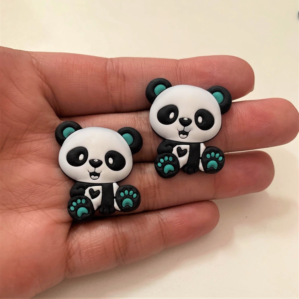 Kit 2 Apliques Emborrachado Ursinho Panda 4cm
