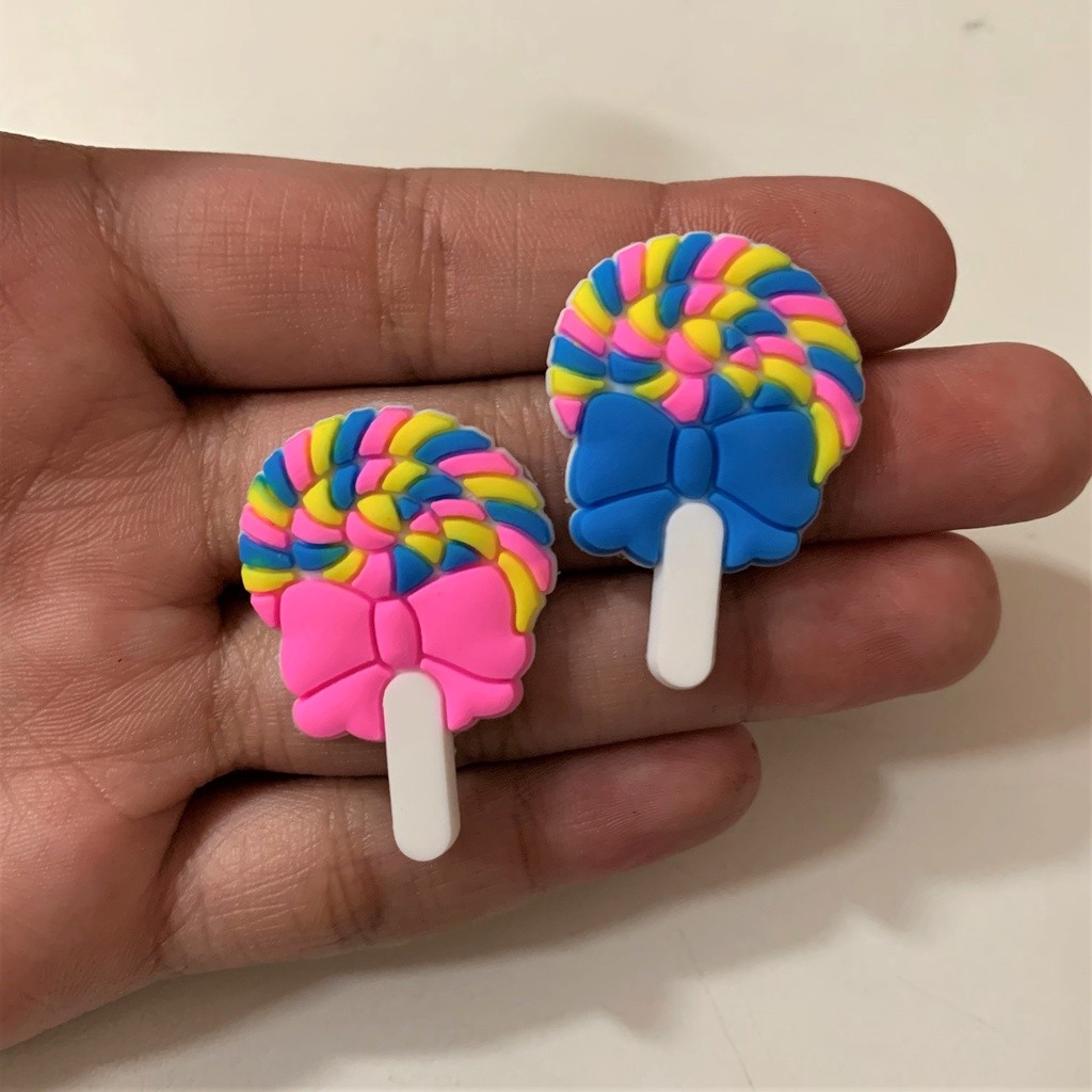 Kit 2 Apliques Emborrachado Pirulito Colorido 4cm