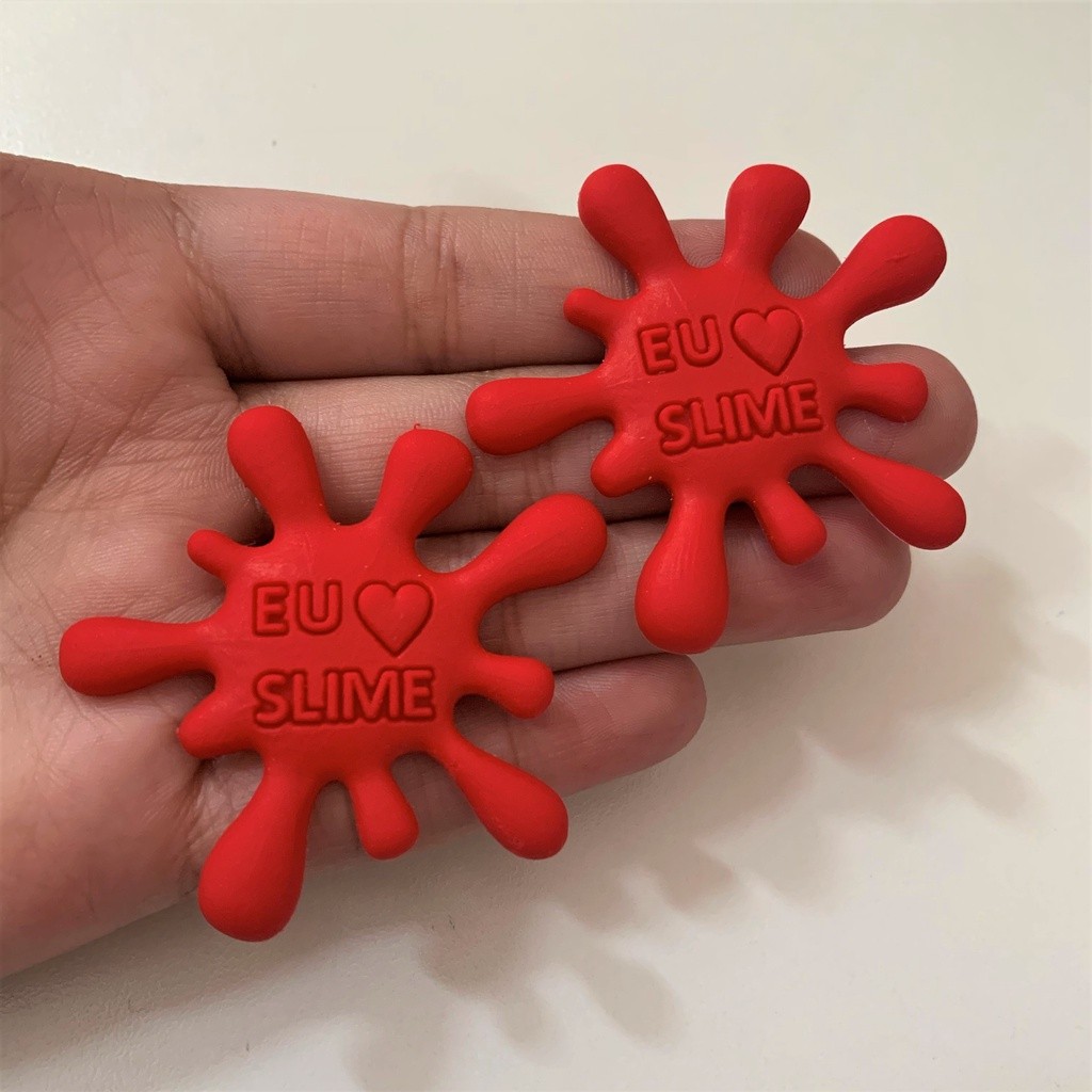 Kit 2 Apliques Emborrachados Eu Amo Slime 5,5cm