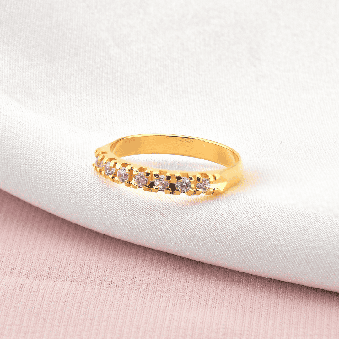 Anel Aparador De Aliança Folheado A Ouro 18k Zircônia