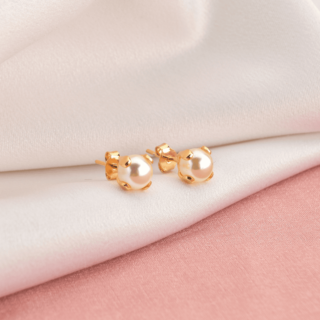 Brinco Feminino Pérola Banhado De Ouro 18k Semi Joia