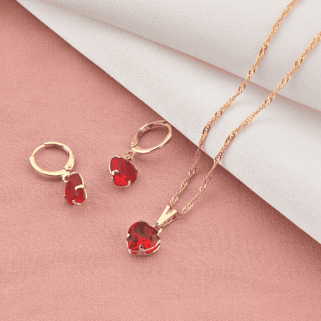 Kit Conjunto Colar E Brinco Feminino Banhado De Ouro 18k Semi Joia