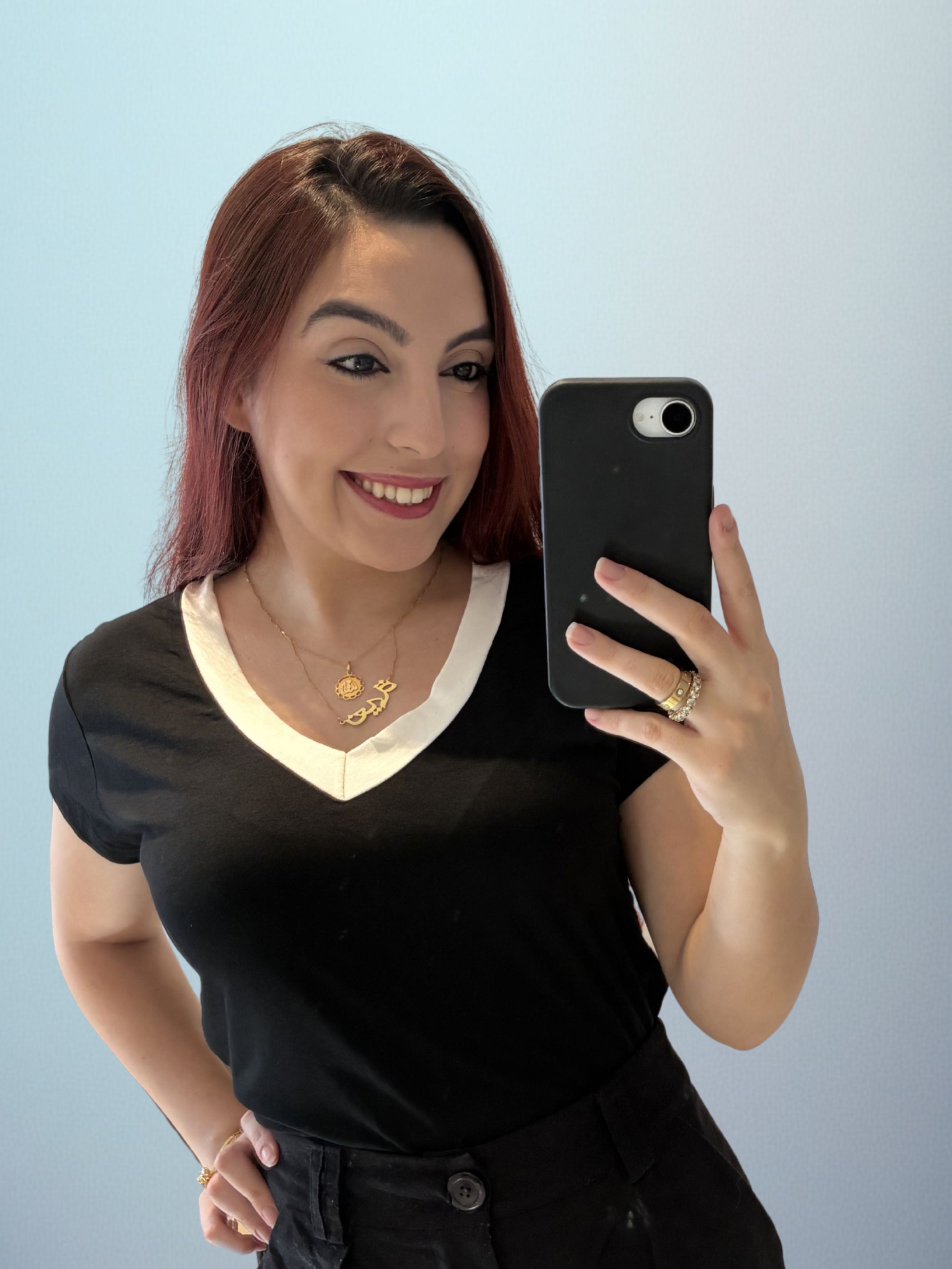 Blusa decote V bicolor