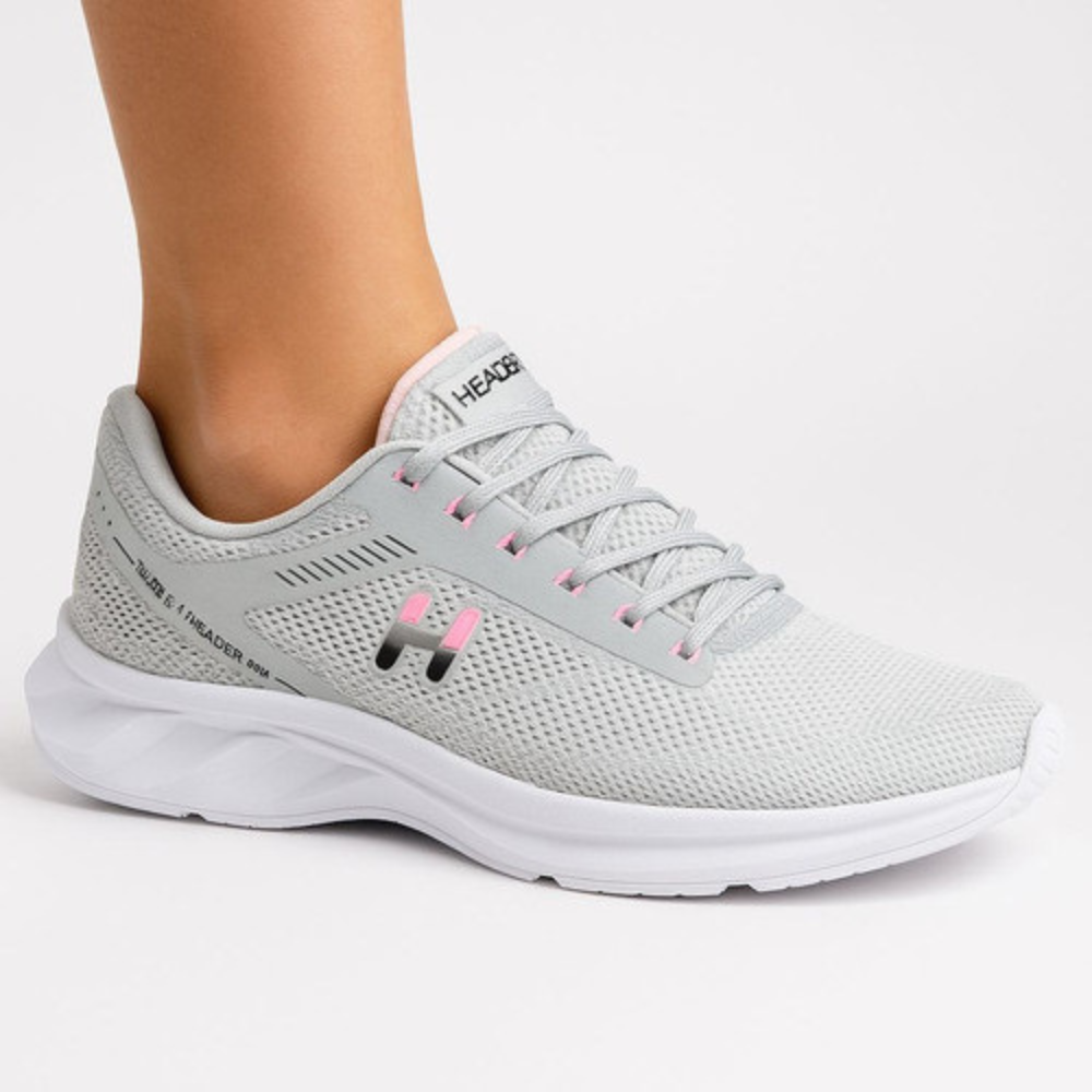 Tênis Header Run - Conforto E Estilo Esporte Casual Cinza/Rosa