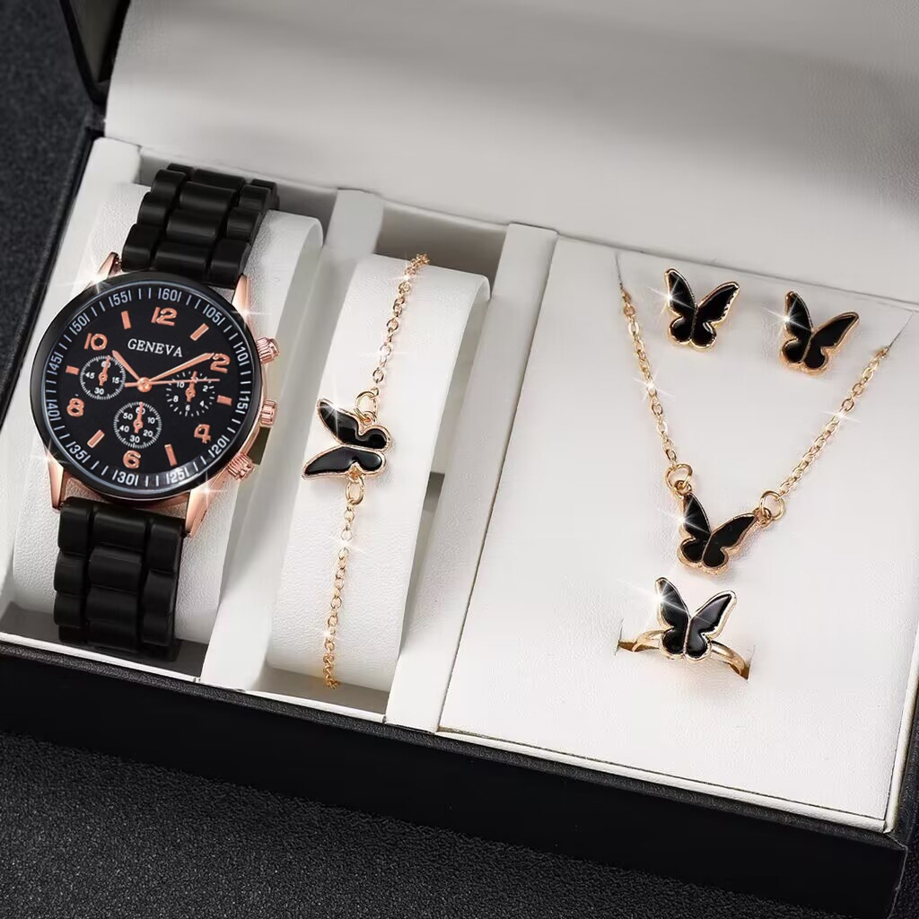 Conjunto De Jóias - Colar, Pulseira, Brincos e Anel.