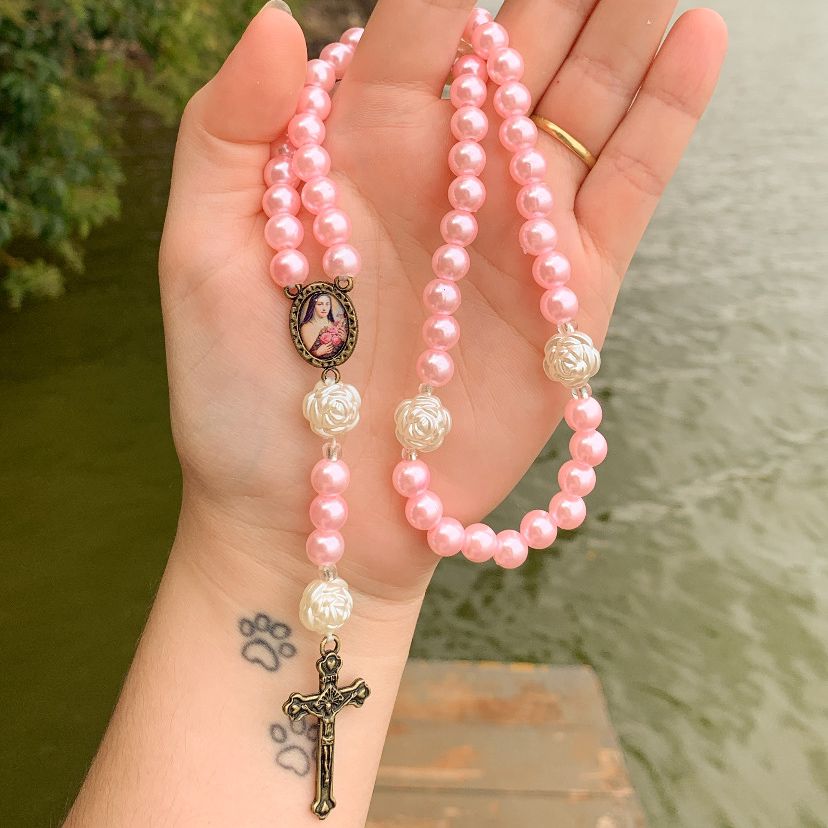 Terço Santa Teresinha com Flores - Imagem