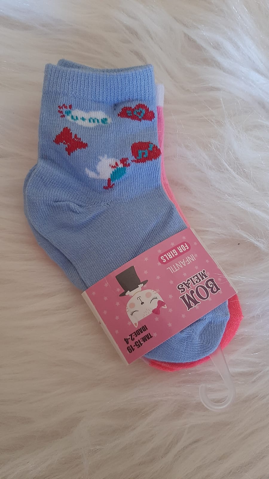 Meia Infantil BOM Meias - TAM 15-19 - Kit com 3 pares