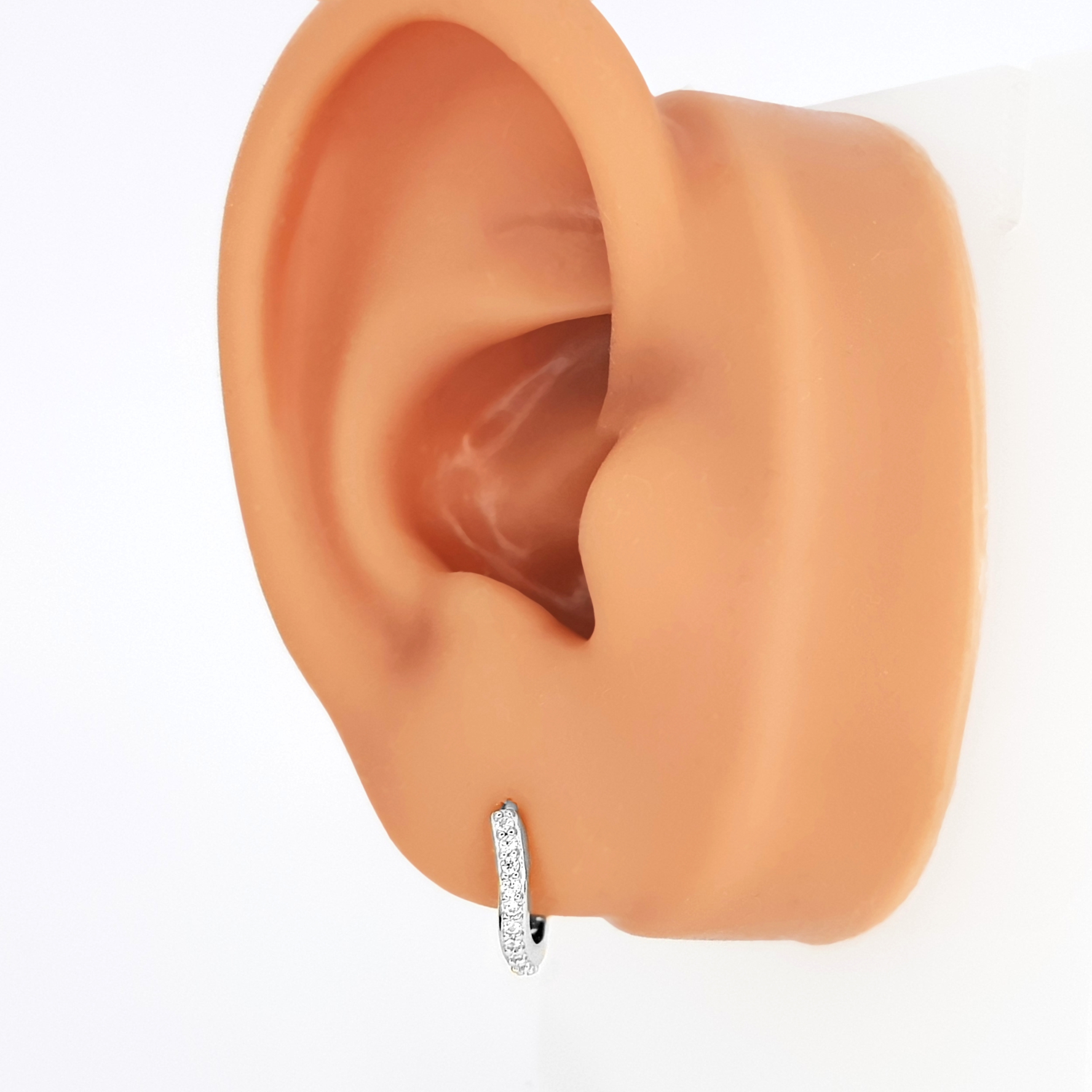 Brincos Mini Argolas Com Moissanites - Prata #b125