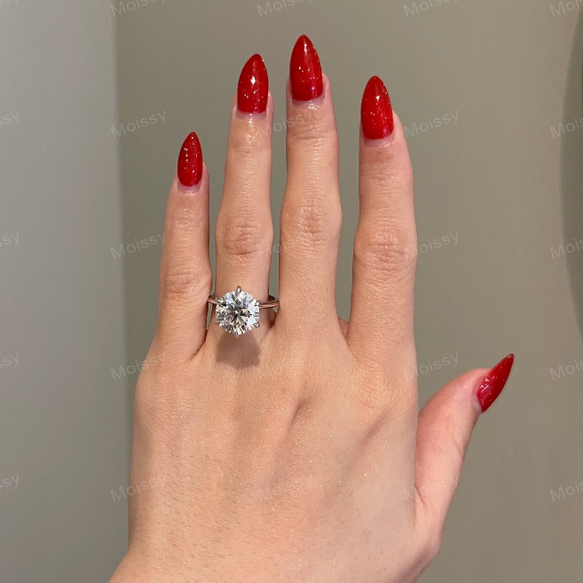 Anel Solitário Com Moissanite De 5.0ct / 11.0mm #a11