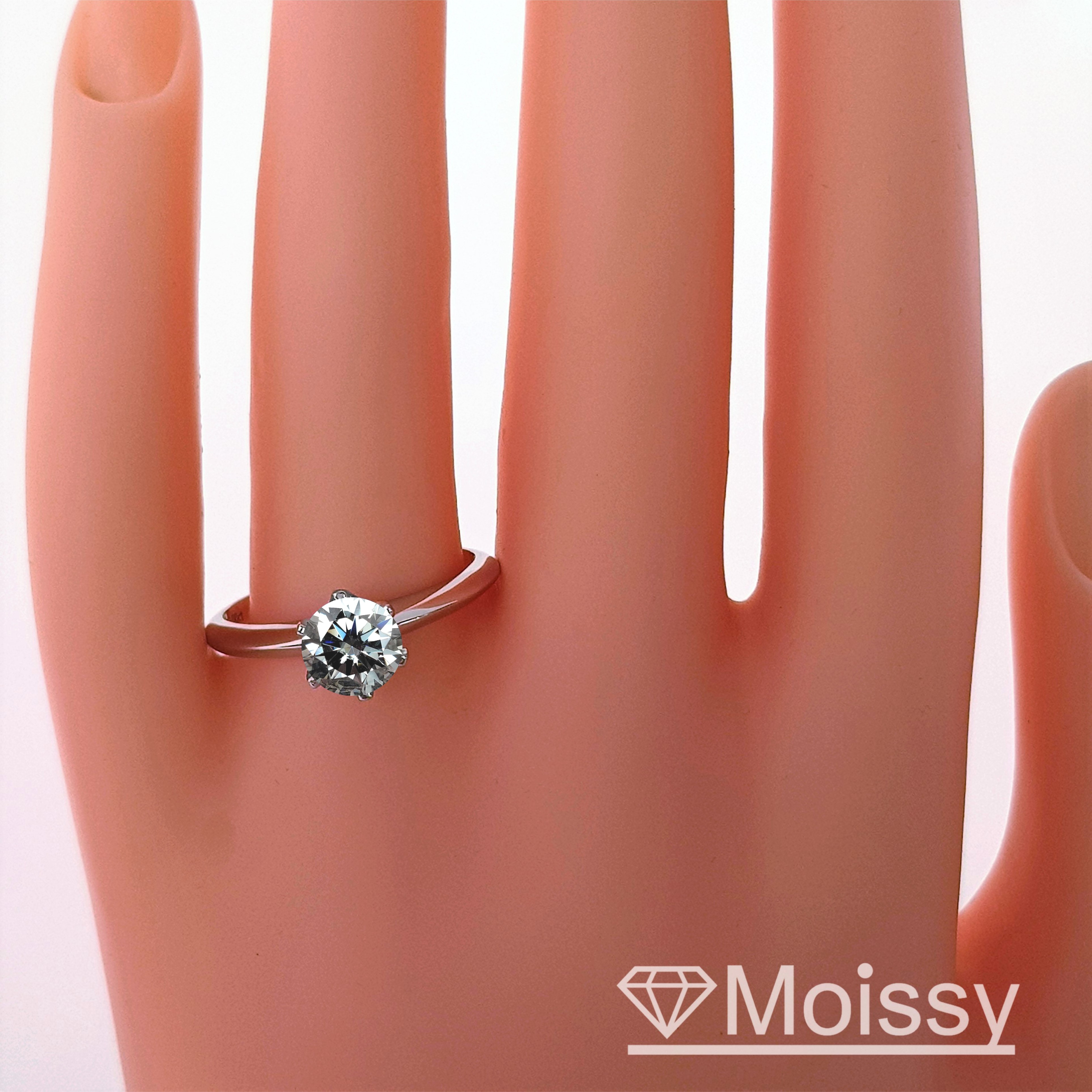 Anel Solitário Com Moissanite Cinza 1.0ct - Prata #a32