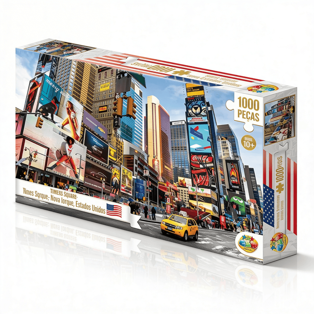 Quebra-Cabeça 1000 Peças  Times Square   - Coleção Viagem Rewall