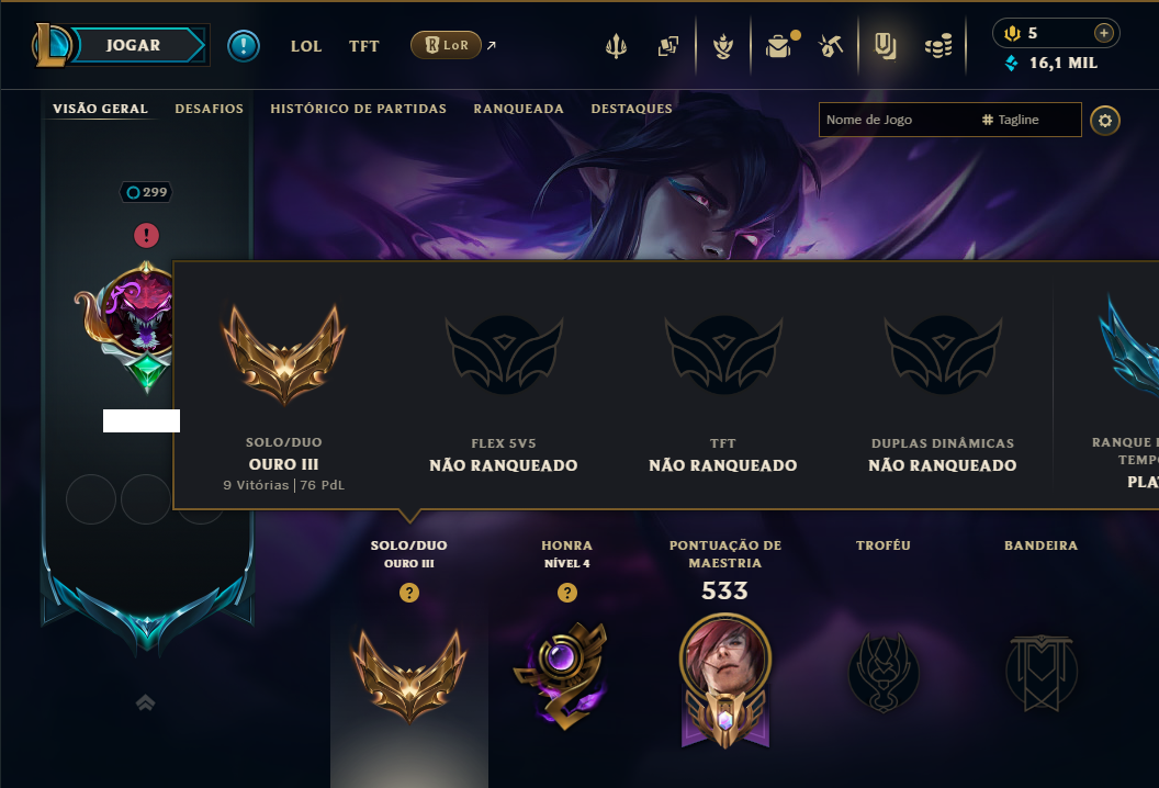 Ouro 3 com TODOS os Champs e 66 Skins