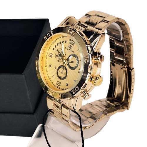 Relógio Masculino Bollfendo Dourado   Estilo, Elegância e Presença