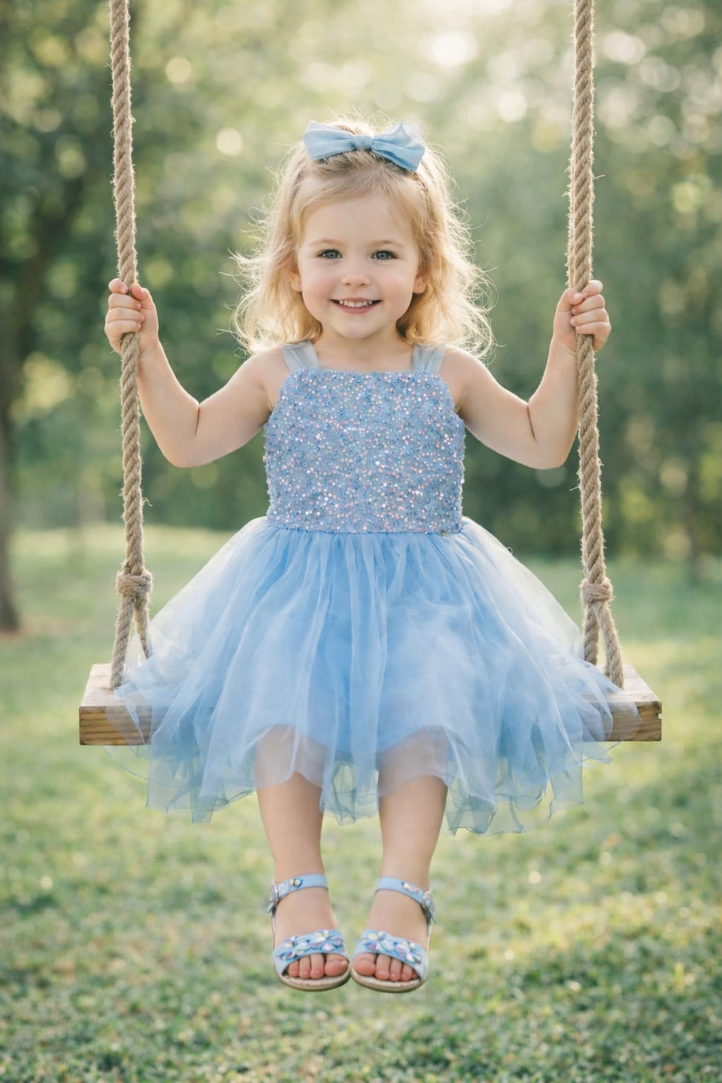 VESTIDO AZUL COM PAETÊ E SAIA DE TULE