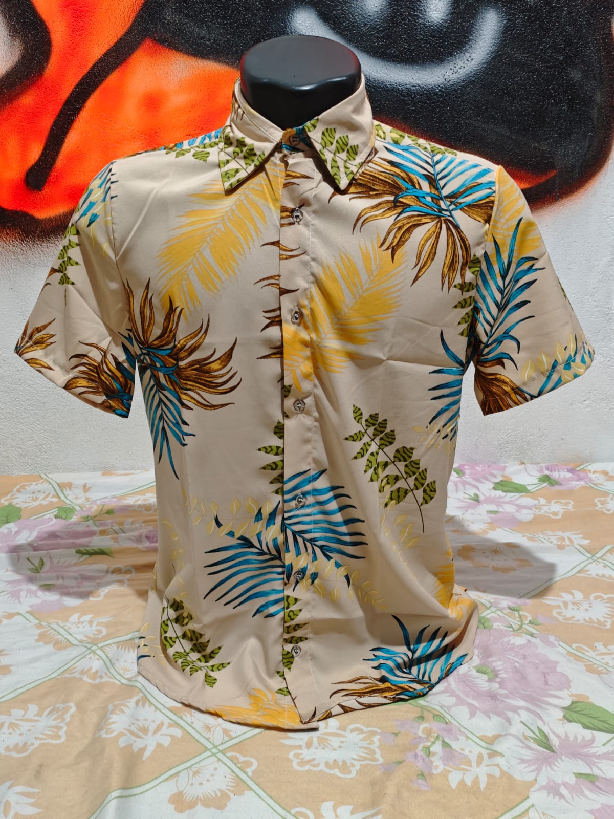 Camisa floral masculina bege P
