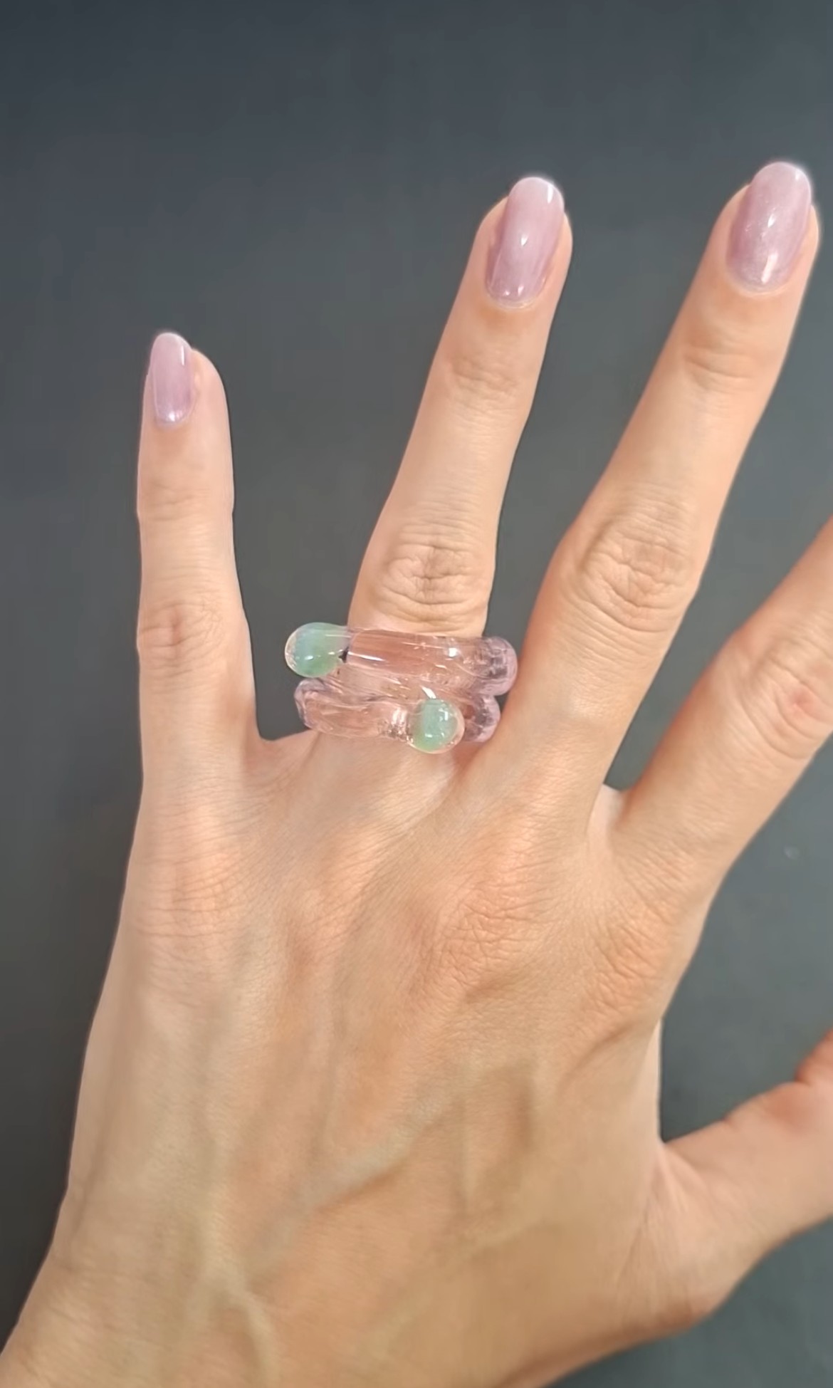 Anel Dupla ponta rosa e verde