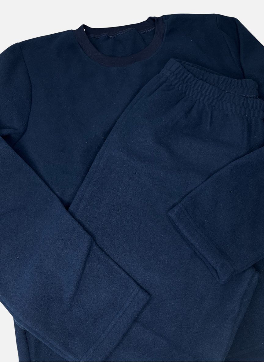 Pijama longo em microsoft azul marinho