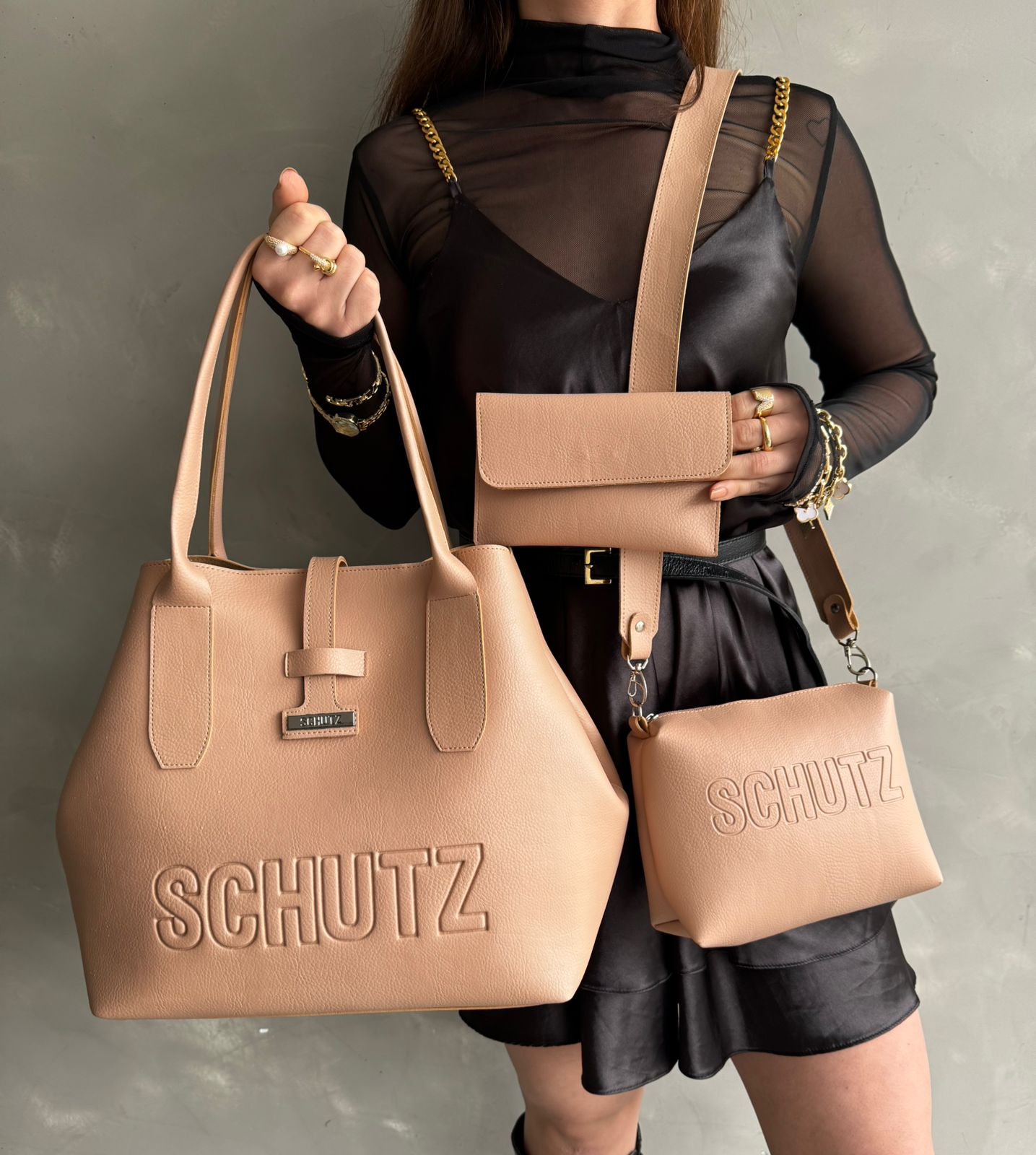 Bolsa Feminina Schutz 3 Peças   Sofisticação, Espaço e Versatilidade em um Único Kit