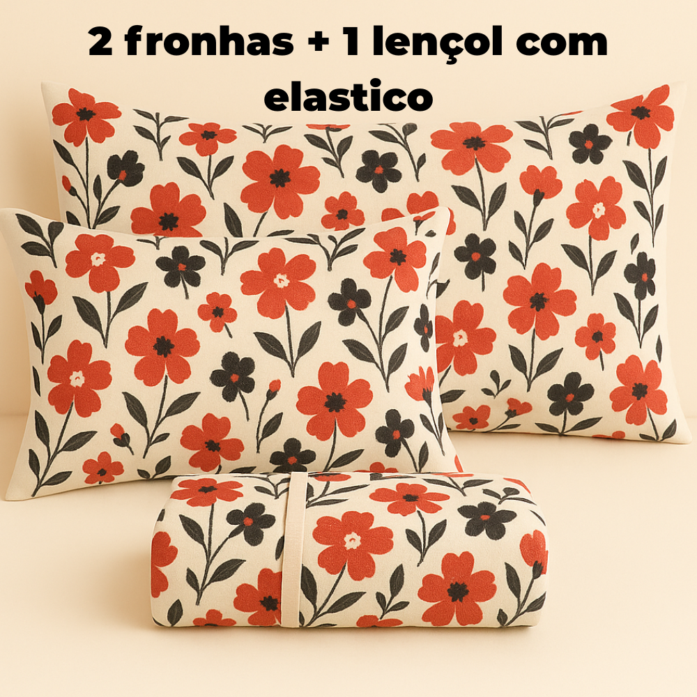 Jogo de Lençol 3 Peças Micropercal Estampado Floral ou Geometrico Sortidos para Solteiro Casal Queen King