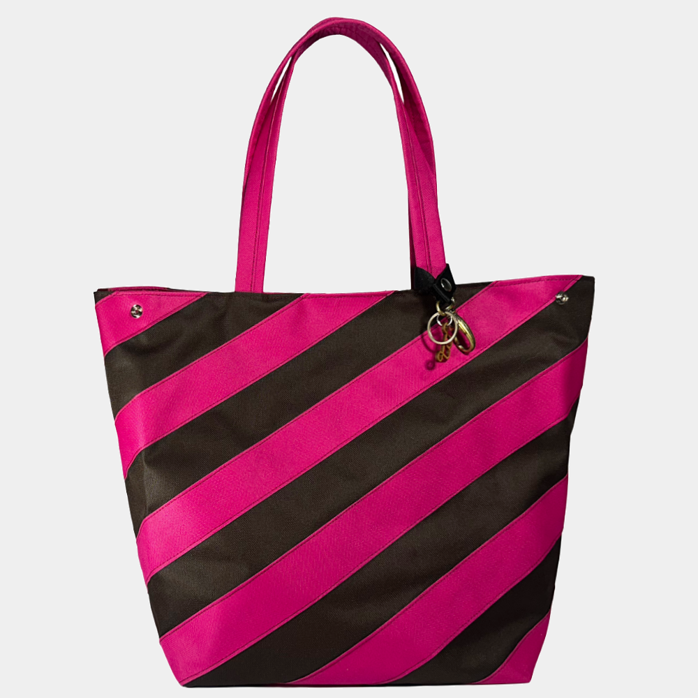 BOLSA TOTE ATHENA DE NYLON PINK E MARROM