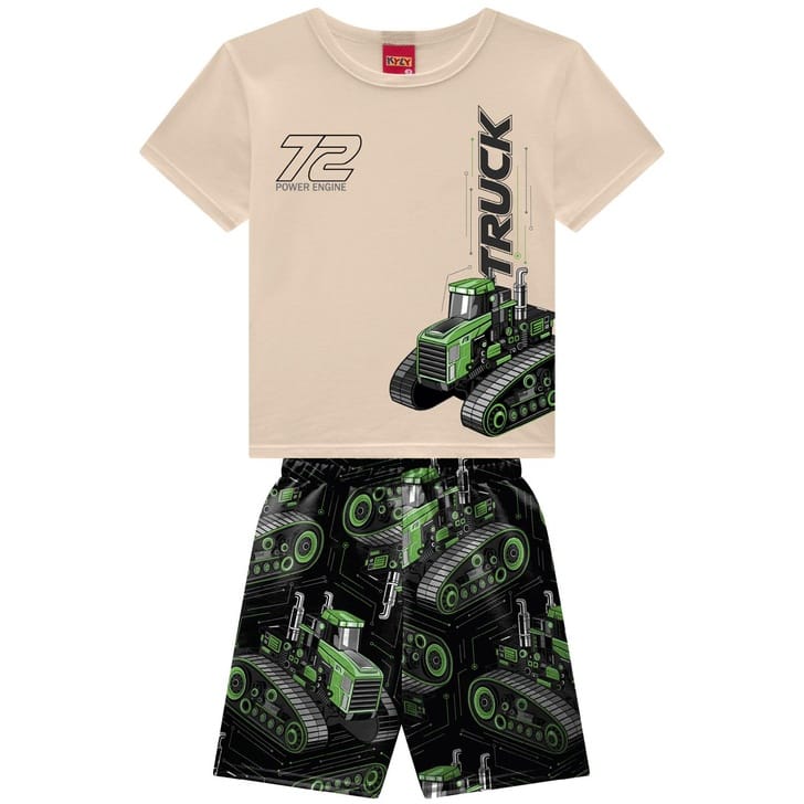 Conjunto manga curta estampada trator Kyly