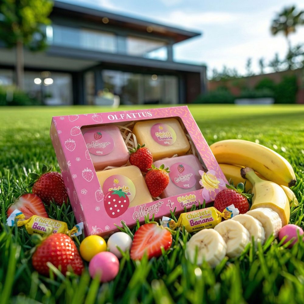 Kit Sabonetes - Morango + Chiclete com Banana