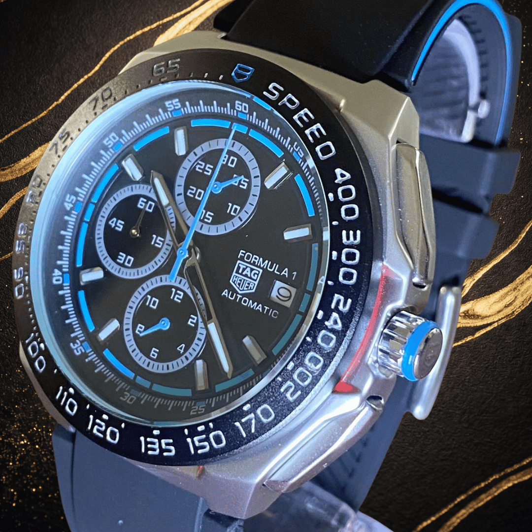 MEGA PROMOÇÃO!!! RELÓGIO TAG F1 CHRONOGRAPH AUTOMATIC BLACK BLUE EDITION 100% FUNCIONAL 1ª LINHA PREMIUM + FRETE GRÁTIS
