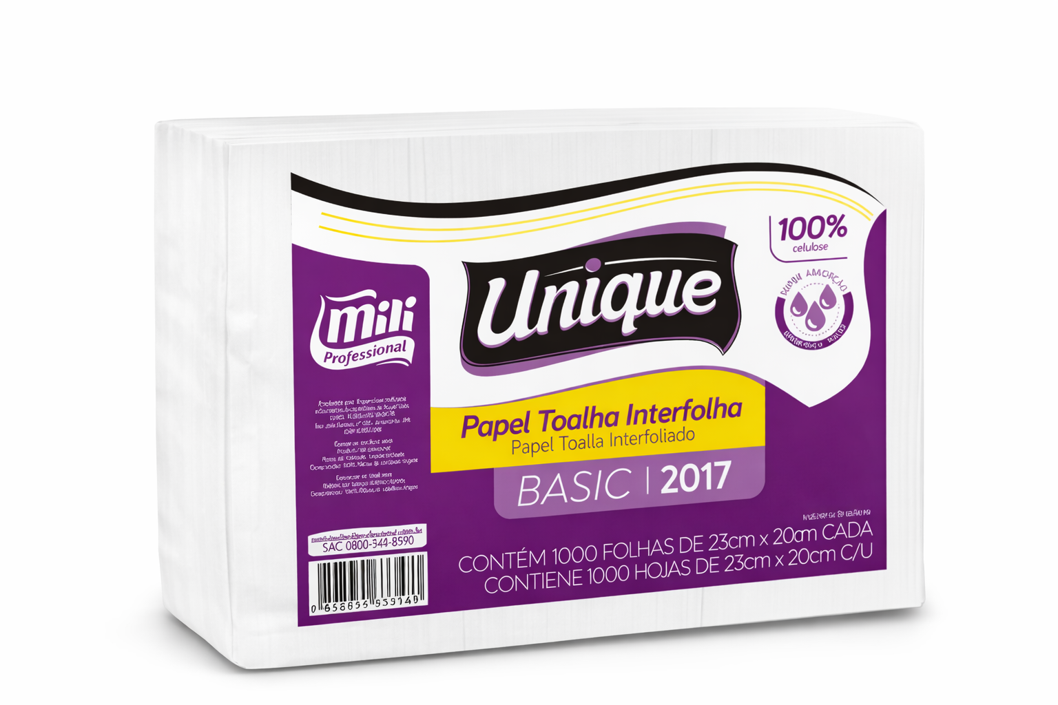 Papel Toalha Interfolha Unique - 23x20 cm - 1.000 folhas