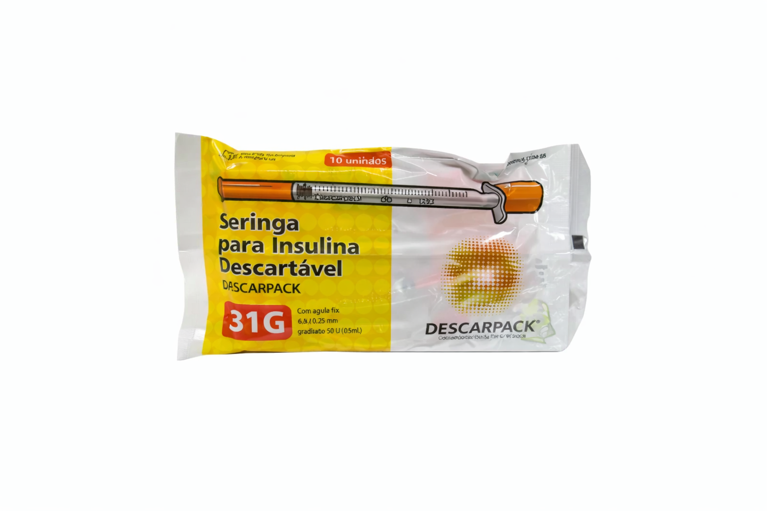 Seringa Insulina 1 ml com Agulha 06 x 0,25 Pacote com 10 Unidades