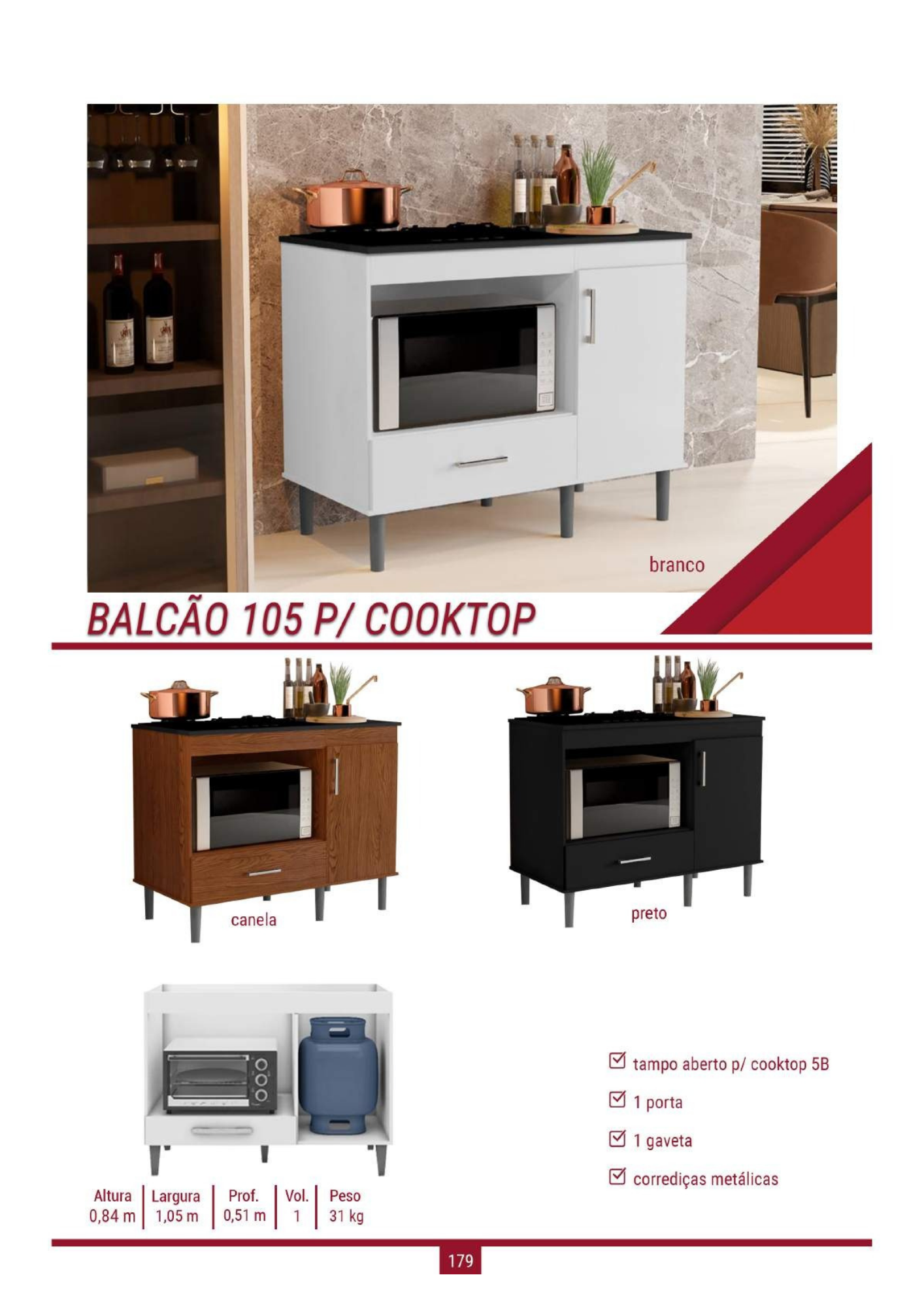 BALCAO P/ COOKTOP FIT 1.05 CM