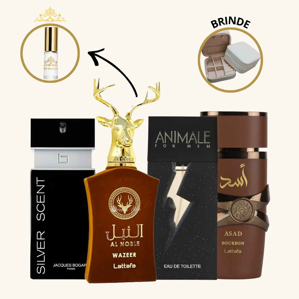 COMBO WAZEER ASSINATURA DE PODER: Wazeer - Asad Bourbon - Silver Scent - Animale
