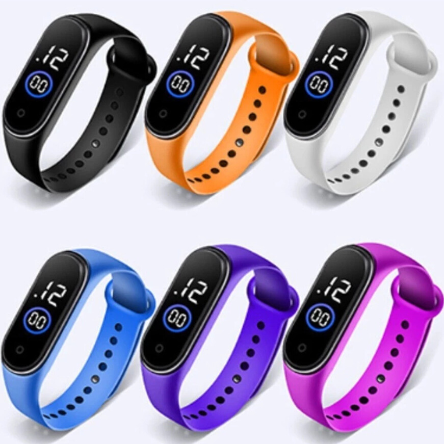 A prova água Relógio m4 digital led Esportivo infantil feminino masculino Unissex