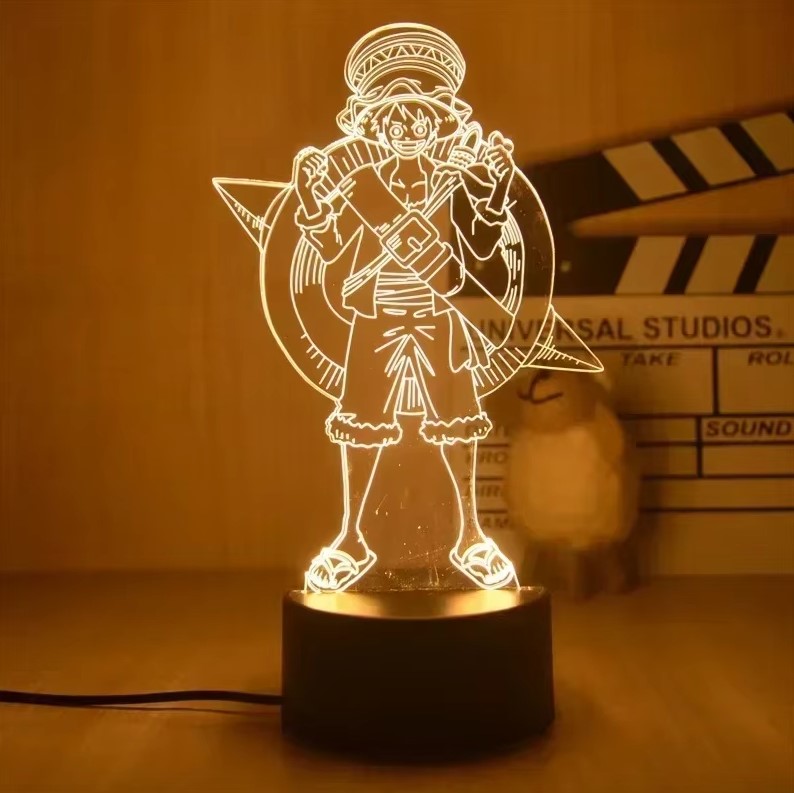 Luminária de Acrílico LED One Piece - Ilumine Sua Paixão pelos Chapéus de Palha!
