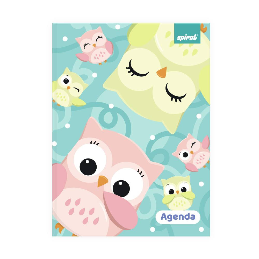 Agenda escolar permanente, Corujinhas, 114 folhas, 2635136, Spiral Cor - PT 1 UN