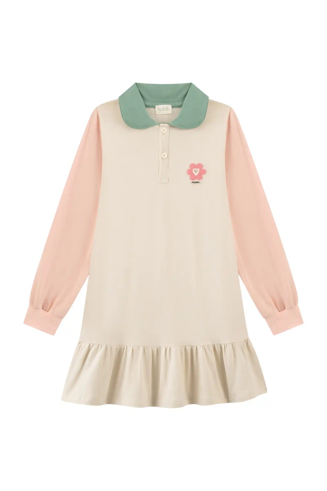 Vestido em Piquet com Elastano e Cotton Kukiê Infantil Menina