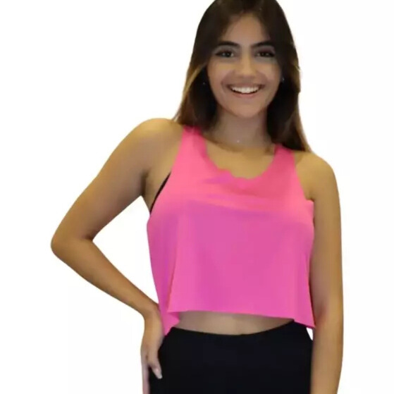 Blusa Cropped regata Feminina Academia Fitness