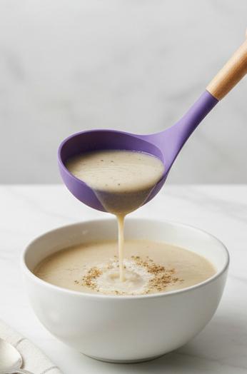 Concha de Sopa de Silicone com Cabo de Madeira