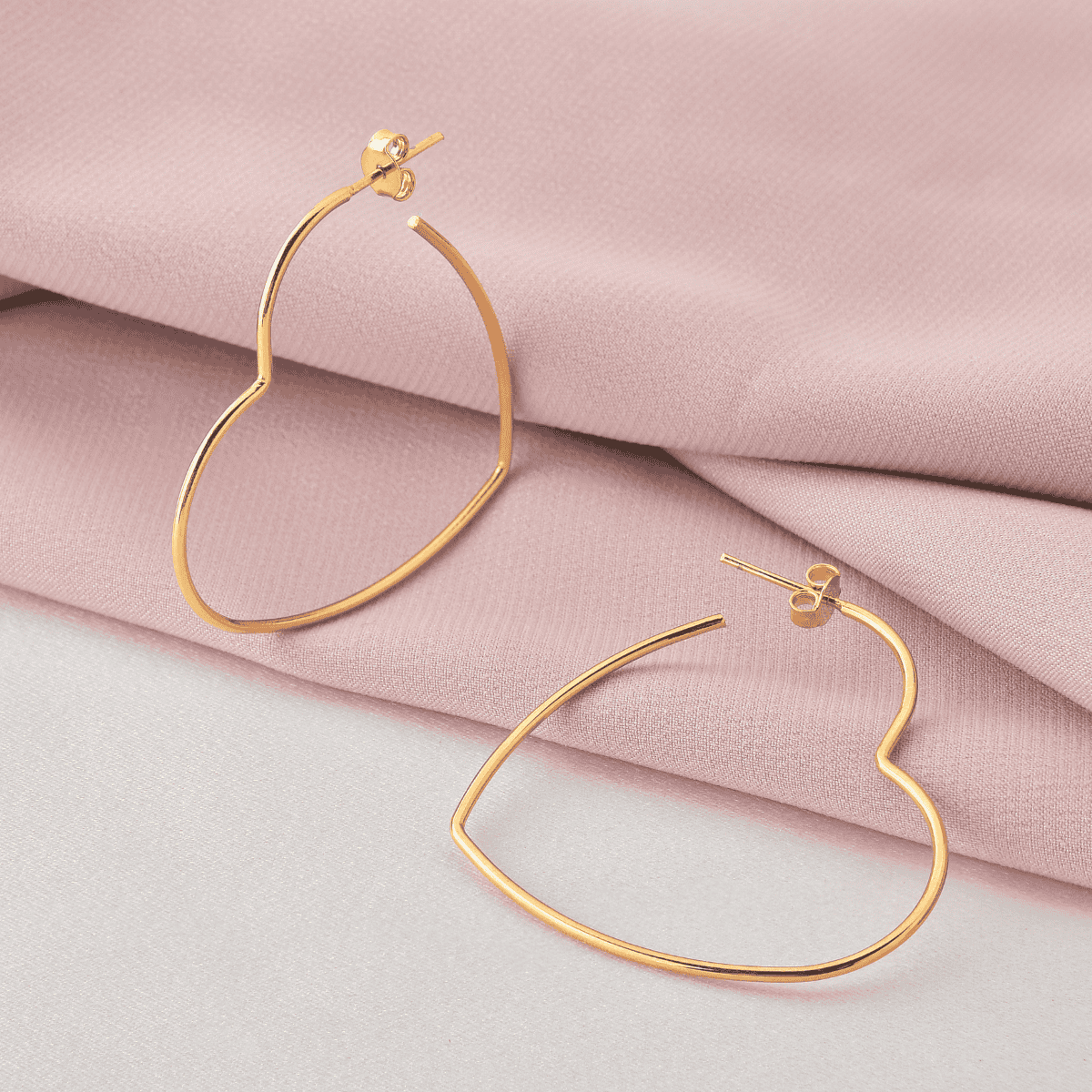 Brinco Feminino Coração Argola Banhado De Ouro 18k Semi Joia