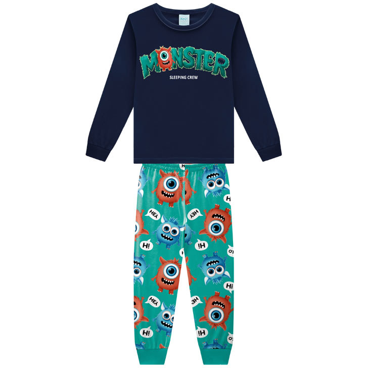 PIJAMA MASCULINO AZUL MARINHO 19 4024 MONSTER KYLY