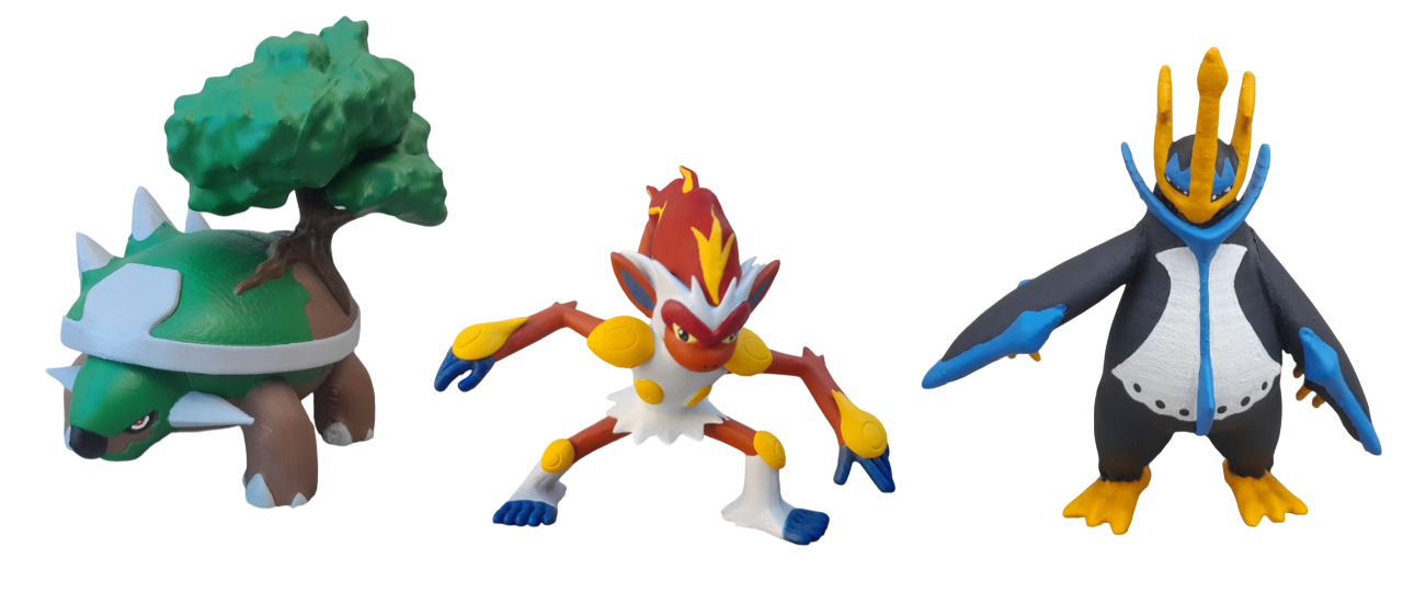Torterra Infernape e Empoleon Impressão 3D