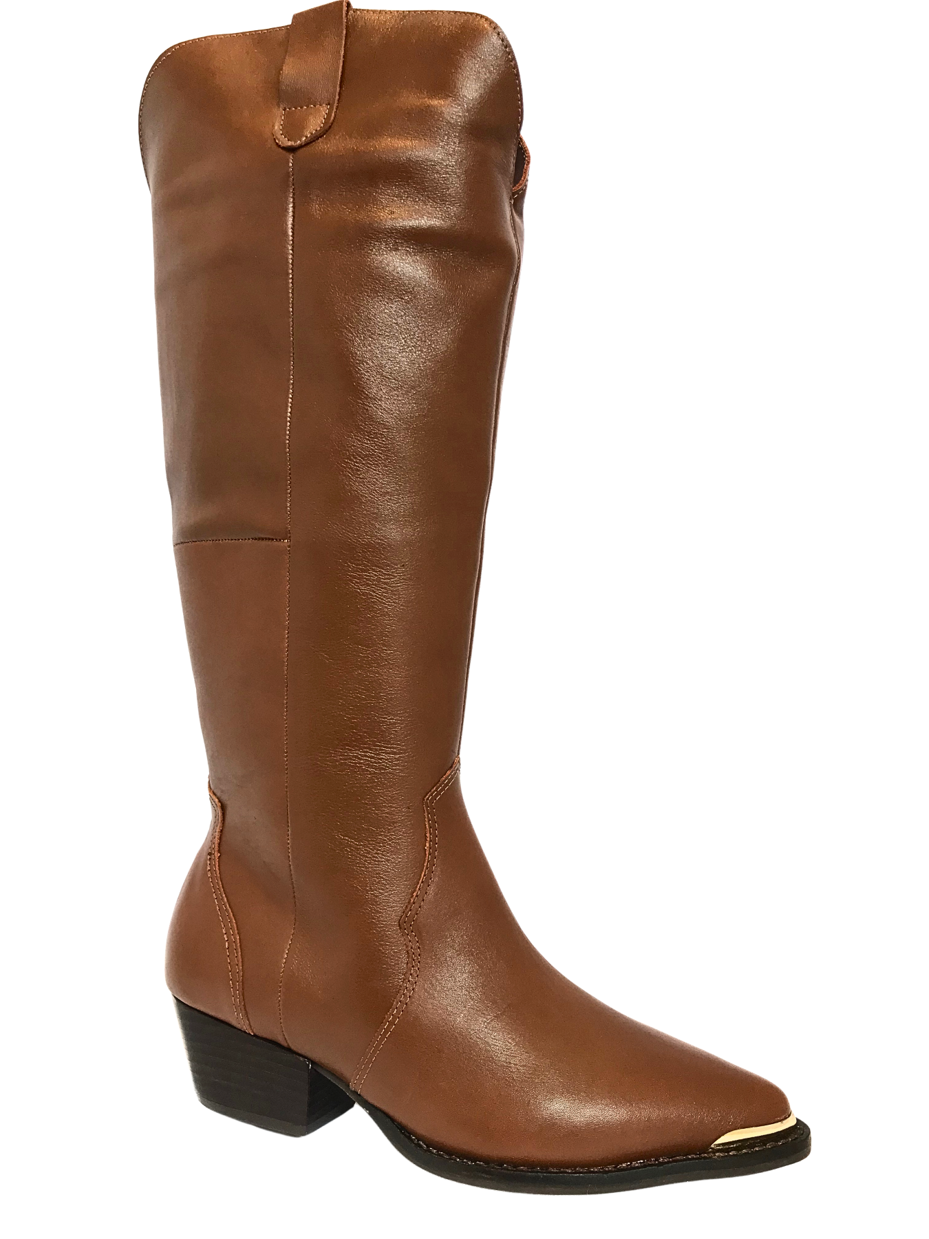 Bota Western Cano Alto Couro Whisky com Ponteira Metálica   Mayara Nogueira