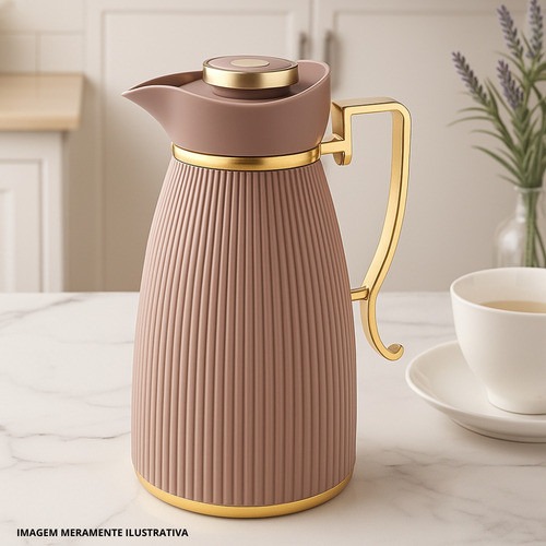 Garrafa Térmica Zaya 1L Canelada Design Elegante Decora Lar