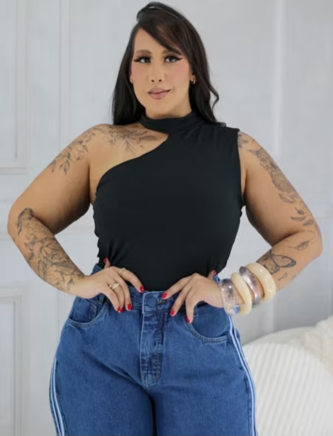 Body Feminino Plus Size Mula Manca com Bojo