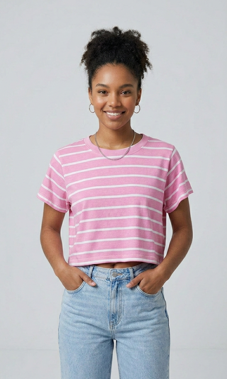 T-shirt Cropped  Listrada Básica Casual