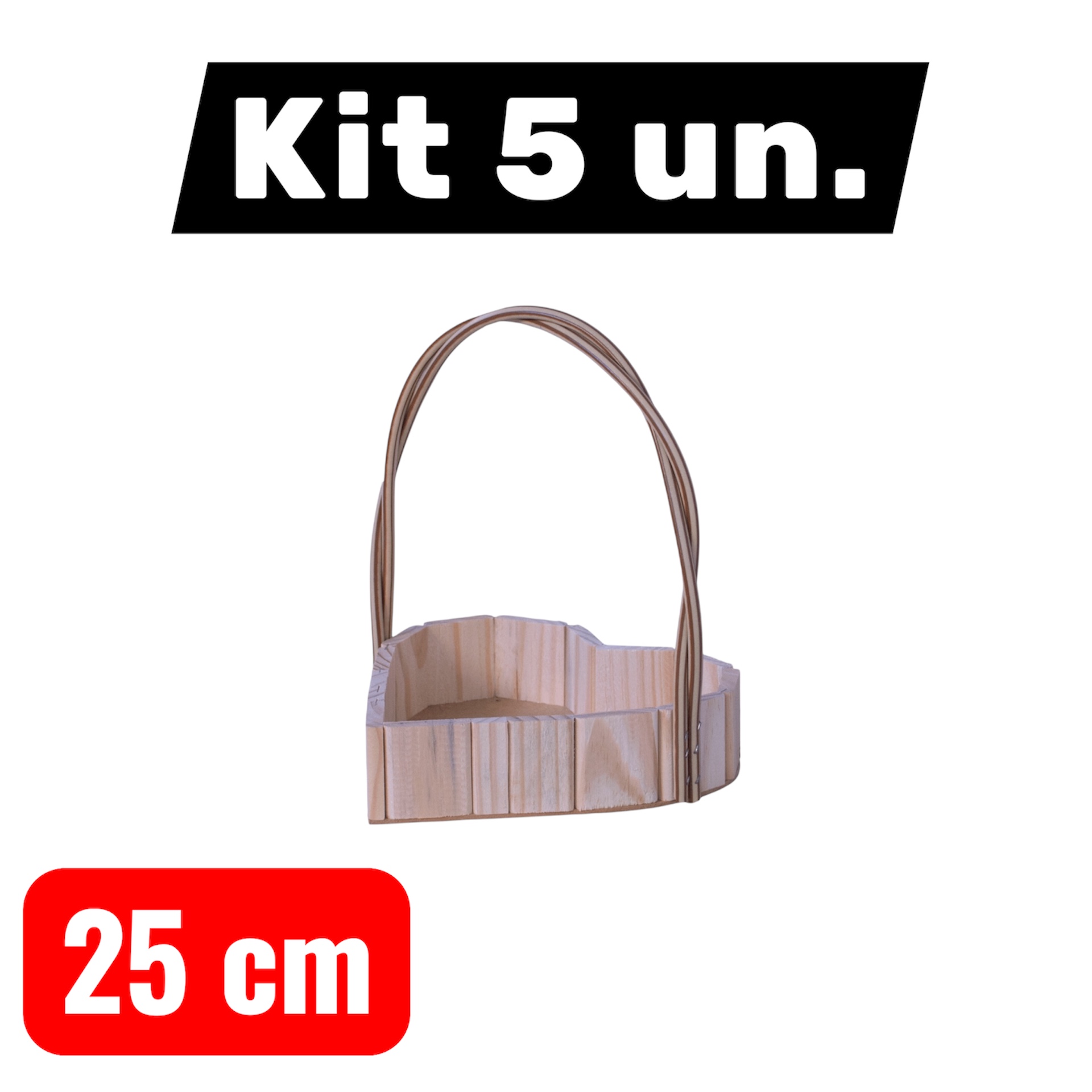Kit cesta 25cm coração com alça