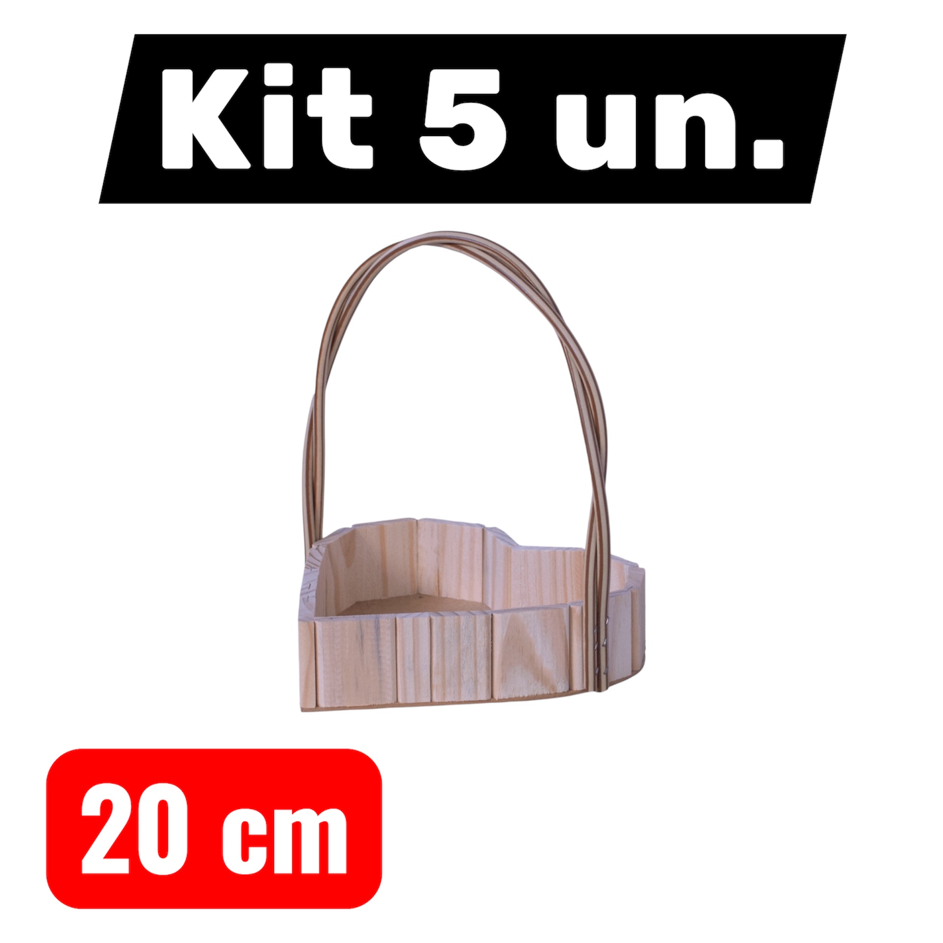 Kit cesta 20cm coração com alça