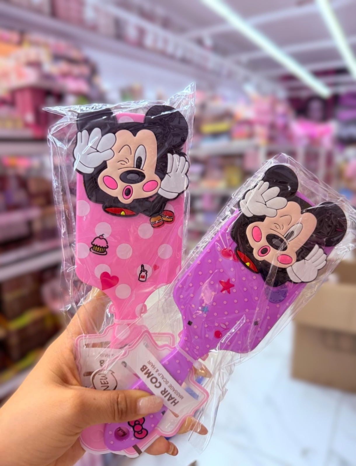 Escova de Cabelo Raquete Minnie e Mickey