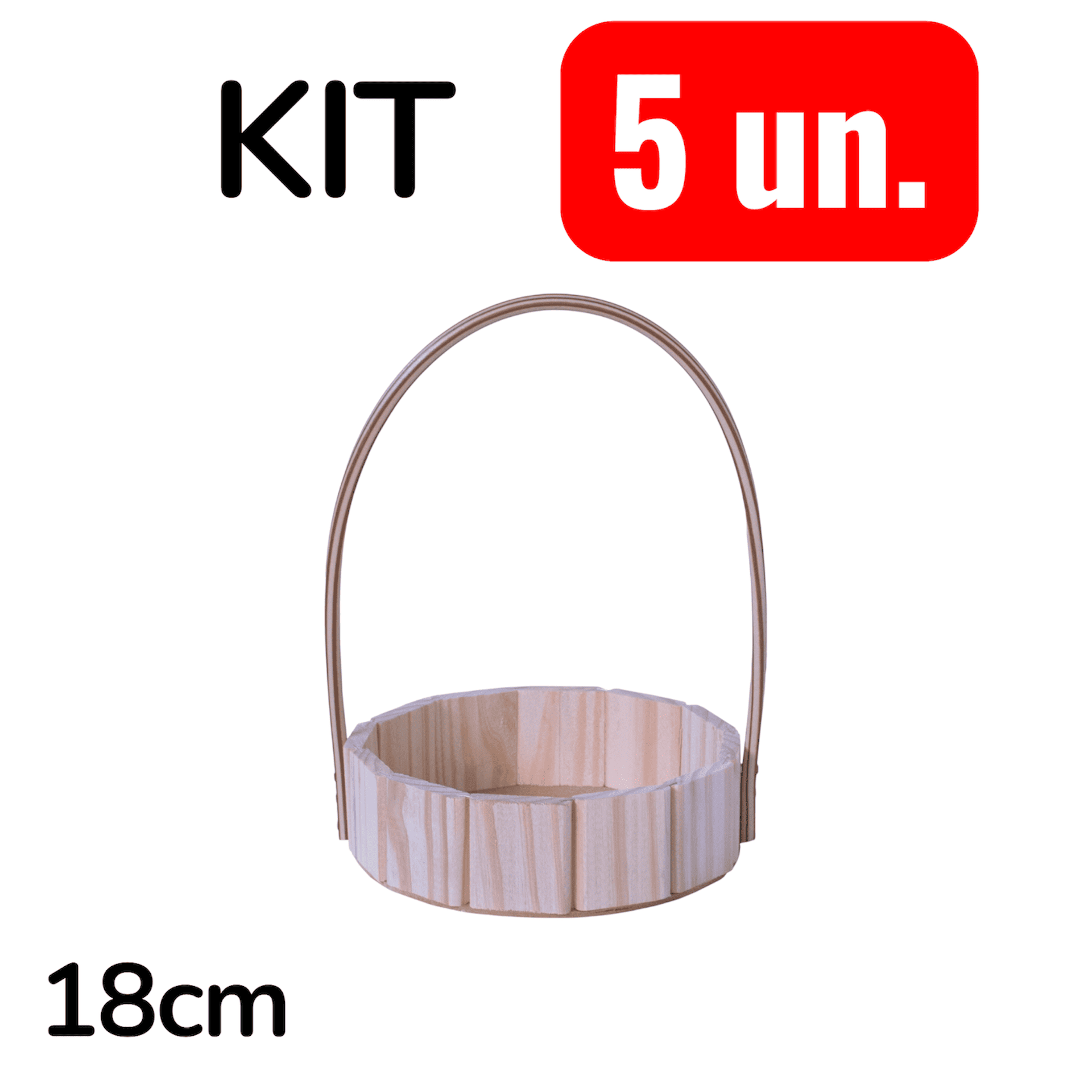 Kit cestas 18 cm redonda com alça